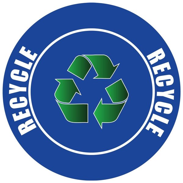5S Supplies Recycle Sign V2 32in Diameter Non Slip Floor Sign FS-RECYCLE2-32
